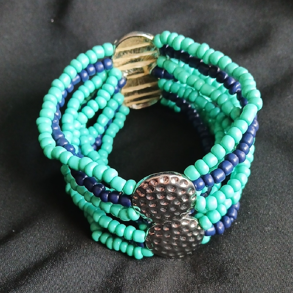 Turquoise and Navy Beaded Bracelet